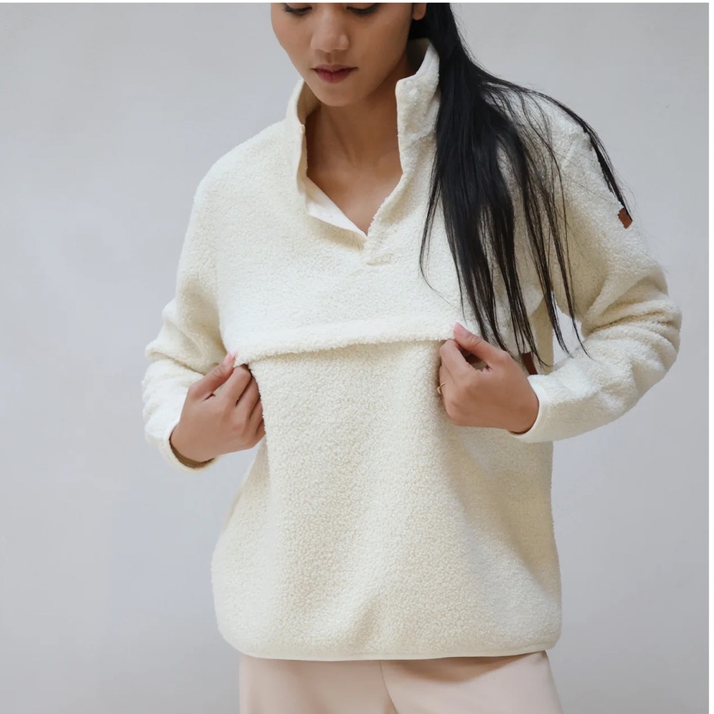 Cozy Cream Sherpa Pullover Nursing Top